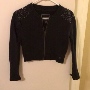 Light zip up crop with stone detail